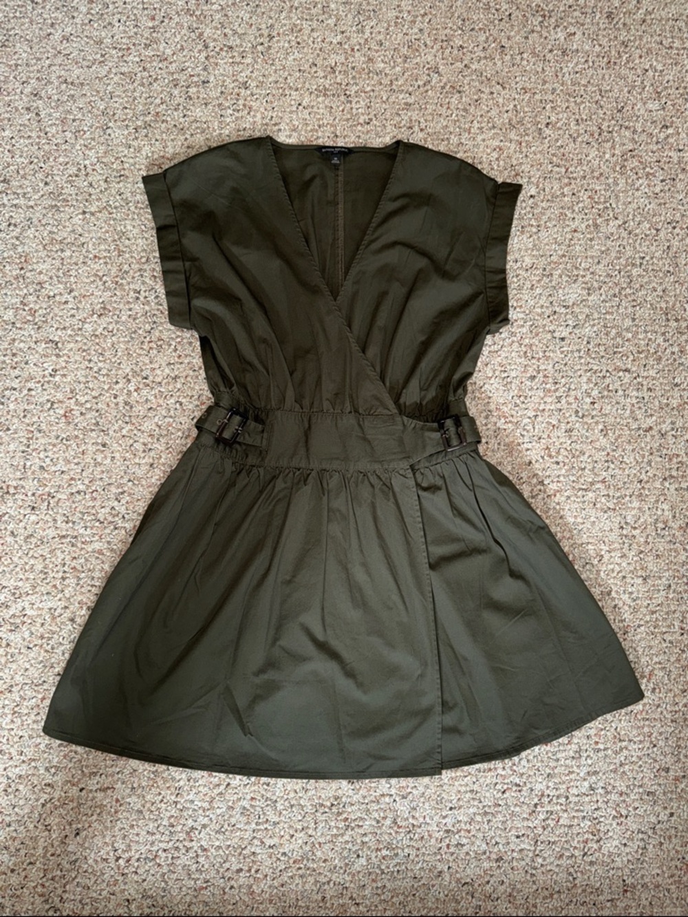Banana Republic Olive Green V-Neck Short Sleeve Wrap Dress- NWOT